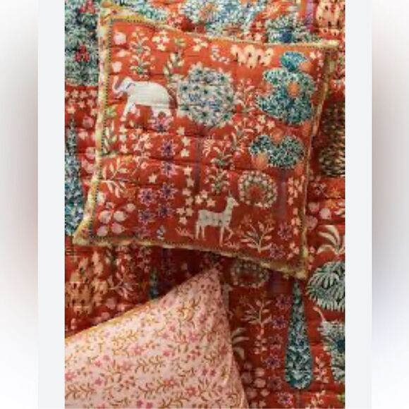 NWT New Two (2) Anthropologie Averill Organic Cotton Printed Euro Pillow Shams - Picture 1 of 10
